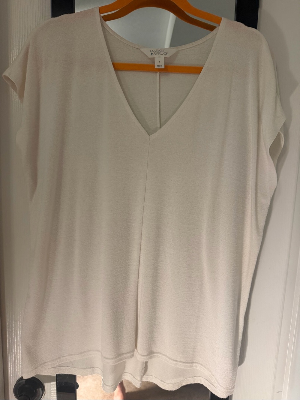 Market & Spruce Tarza V-Neck Knit Top White Size L